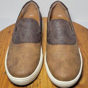 Volatile Womens Brown and Tan Rosecran Casual Slip on Sneakers Size 8.5